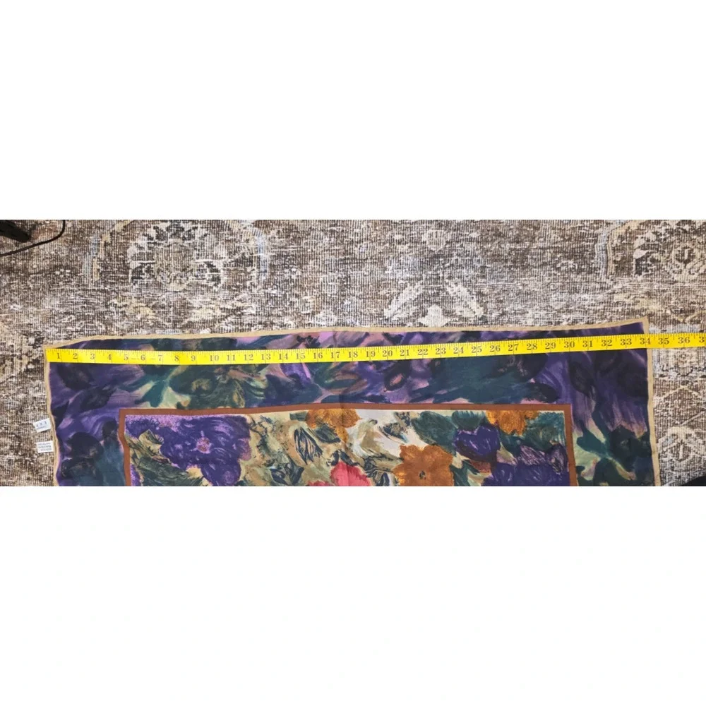 VTG Multicolor Silk Floral Scarf Hand-Rolled Compagnie International Express